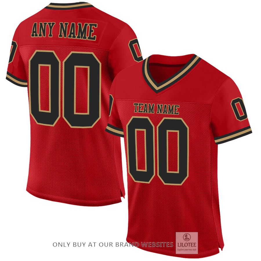 Personalized Red Black-Old Gold Football Jersey - LIMITED EDITION 25