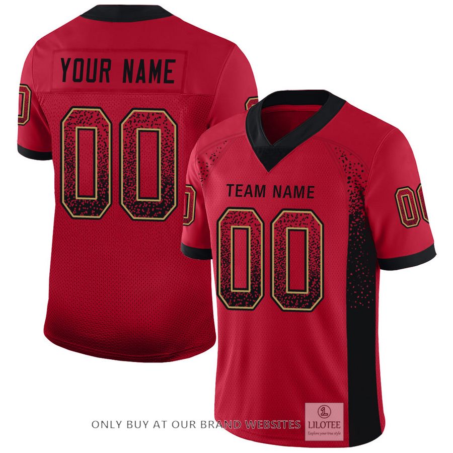 Personalized Red Black-Old Gold Mesh Drift Fashion Football Jersey - LIMITED EDITION 16