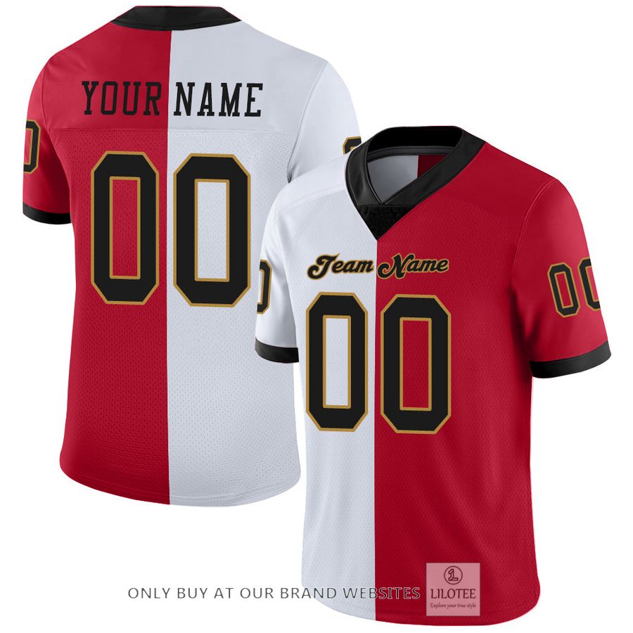 Personalized Red Black-White Mesh Split Fashion Football Jersey - LIMITED EDITION 33