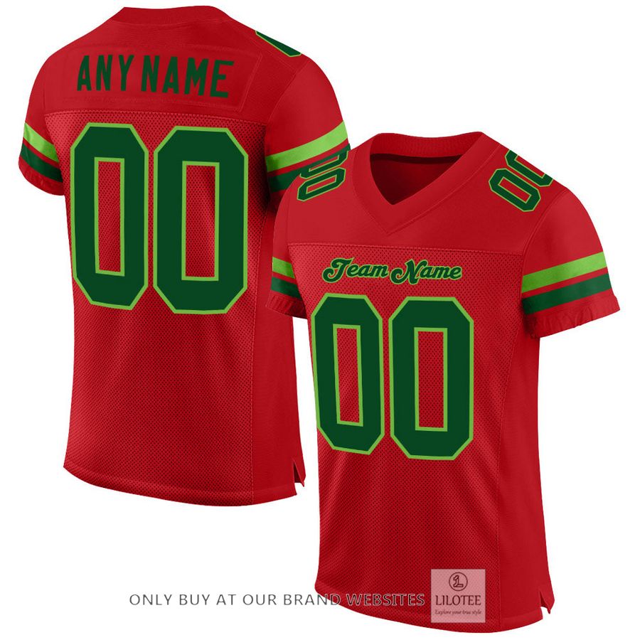Personalized Red Green-Neon Green Football Jersey - LIMITED EDITION 16