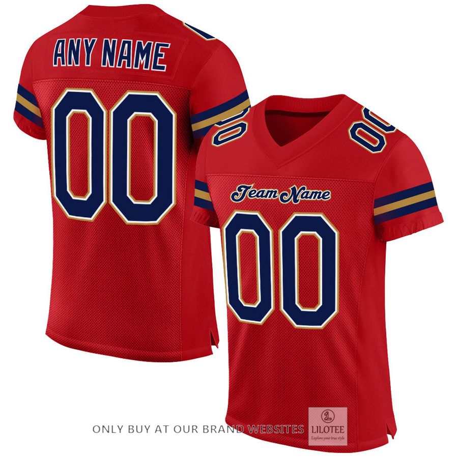 Personalized Red Navy-Old Gold Football Jersey - LIMITED EDITION 16