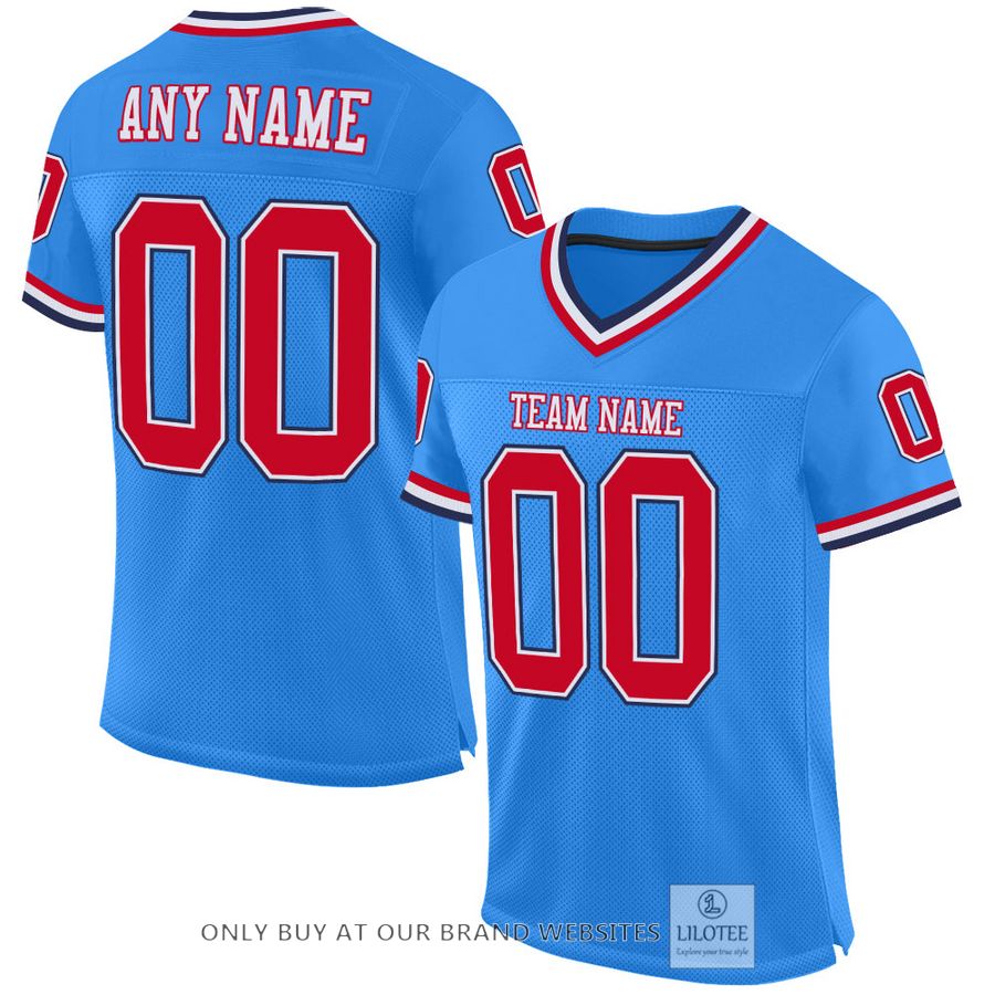 Personalized Red-Navy Powder Blue Football Jersey - LIMITED EDITION 32