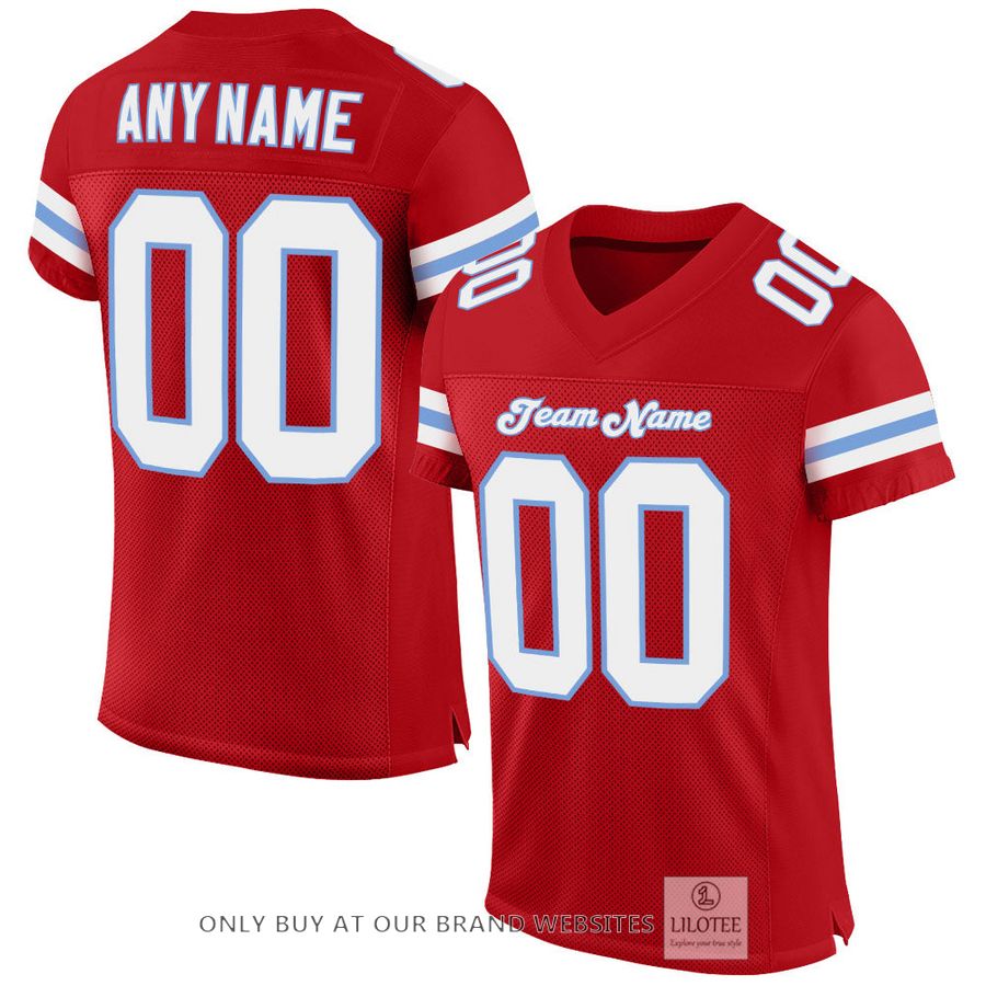 Personalized Red White-Light Blue Football Jersey - LIMITED EDITION 16