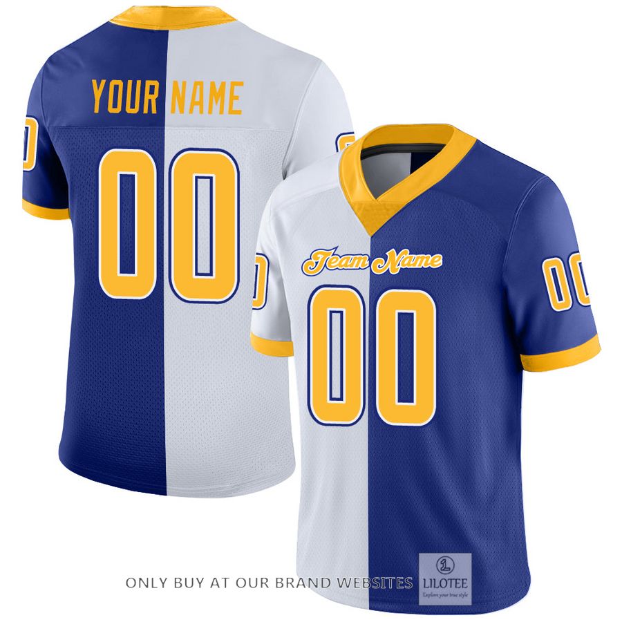 Personalized Royal Gold-White Mesh Split Fashion Football Jersey - LIMITED EDITION 17