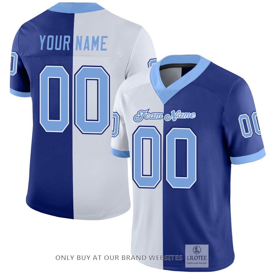 Personalized Royal Light Blue-White Mesh Split Fashion Football Jersey - LIMITED EDITION 17