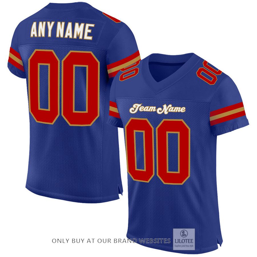 Personalized Royal Red-Old Gold Football Jersey - LIMITED EDITION 16