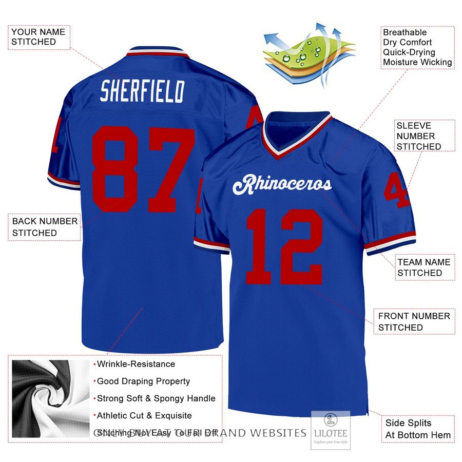 Personalized Royal Red-White Football Jersey - LIMITED EDITION 4 Personalized Royal Red-White Football Jersey - LIMITED EDITION - Image 4