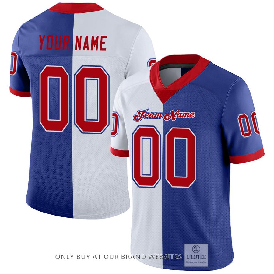 Personalized Royal Red-White Mesh Split Fashion Football Jersey - LIMITED EDITION 33