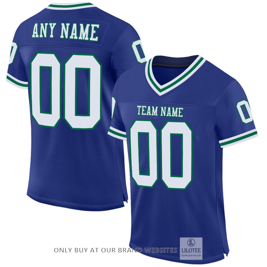 Personalized Royal White-Kelly Green Football Jersey - LIMITED EDITION 32