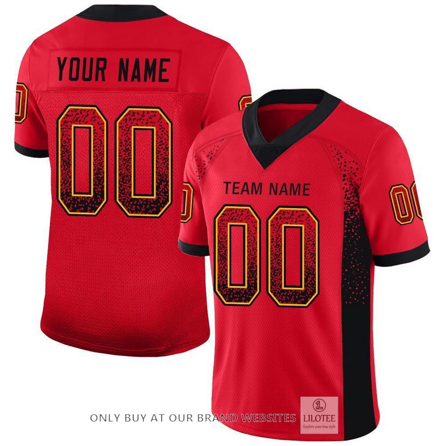 Personalized Scarlet Black Gold Mesh Drift Football Jersey - LIMITED EDITION 4