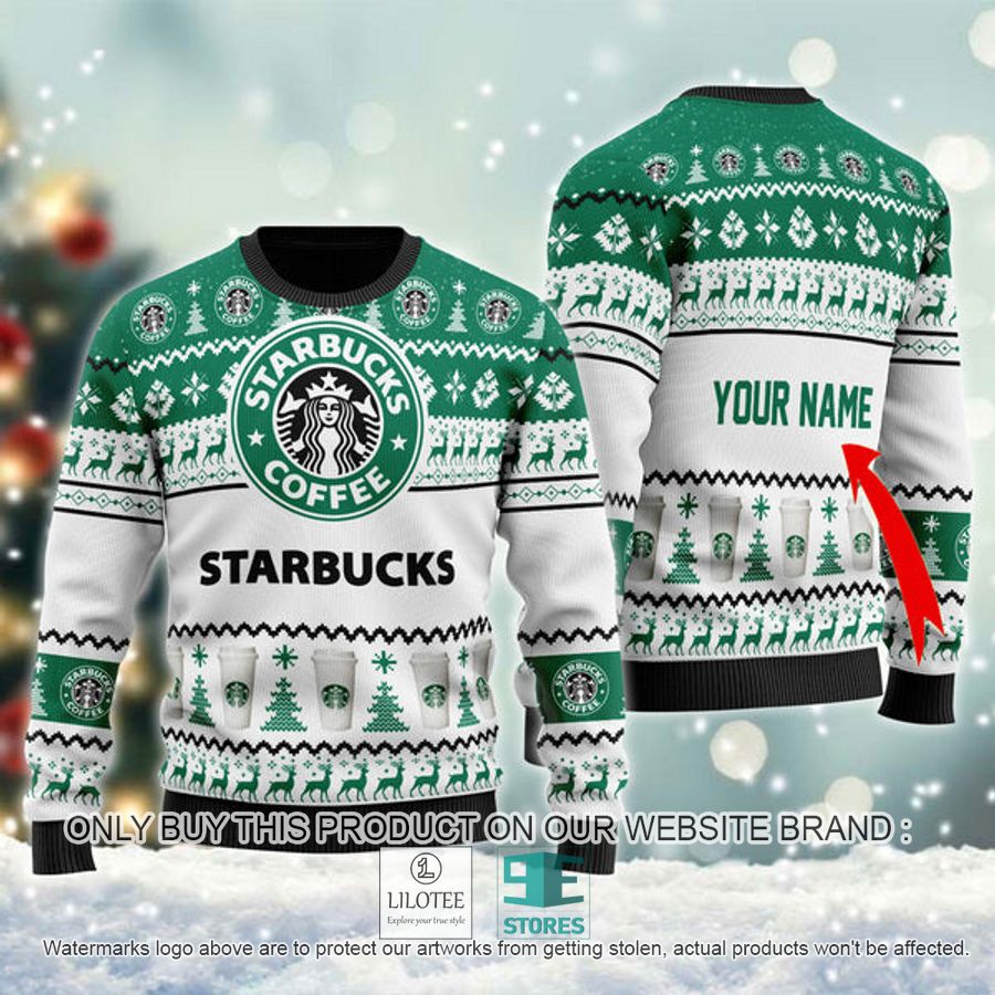 Personalized Starbucks Spirit Ugly Christmas Sweater - LIMITED EDITION 9