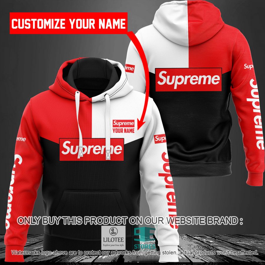 Personalized Supreme logo black red white 3D Hoodie - LIMITED EDITION 8