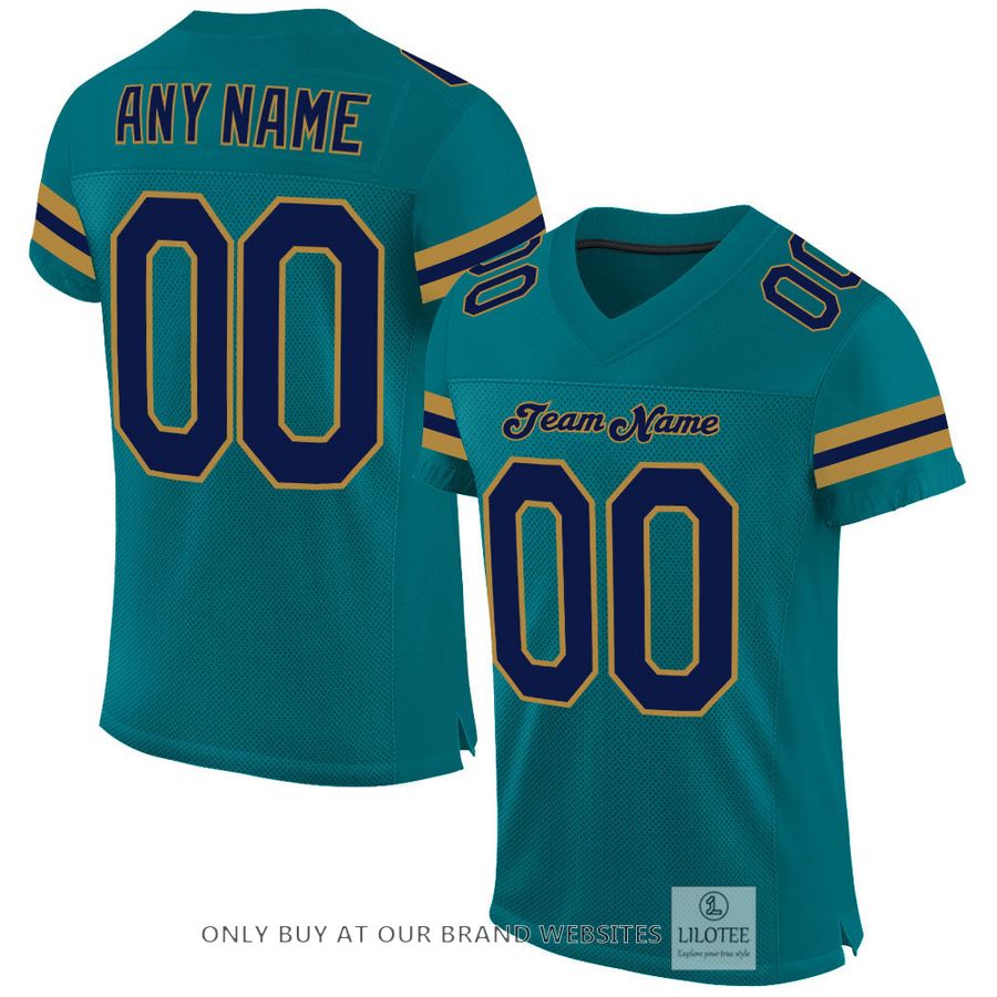 Personalized Teal Navy-Old Gold Football Jersey - LIMITED EDITION 17