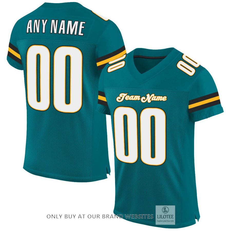 Personalized Teal White-Gold Football Jersey - LIMITED EDITION 16