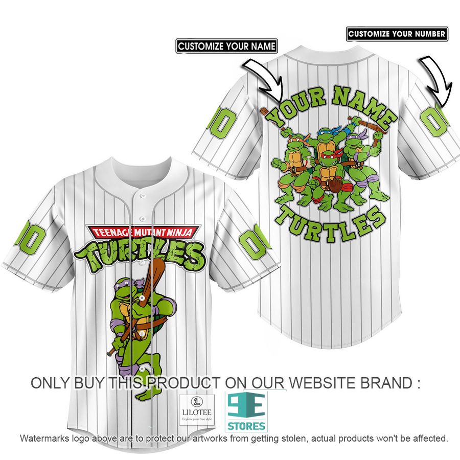 Personalized Teenage Mutant Ninja Turtles White Baseball Jersey 6