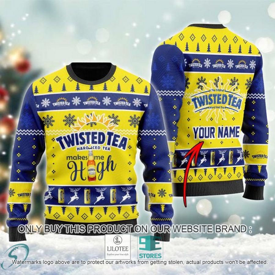 Personalized Twisted Tea Makes Me High Ugly Christmas Sweater - LIMITED EDITION 9