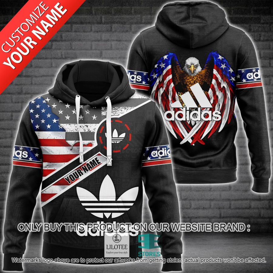 Personalized United States Flag Eagle Adidas black 3D Hoodie - LIMITED EDITION 9