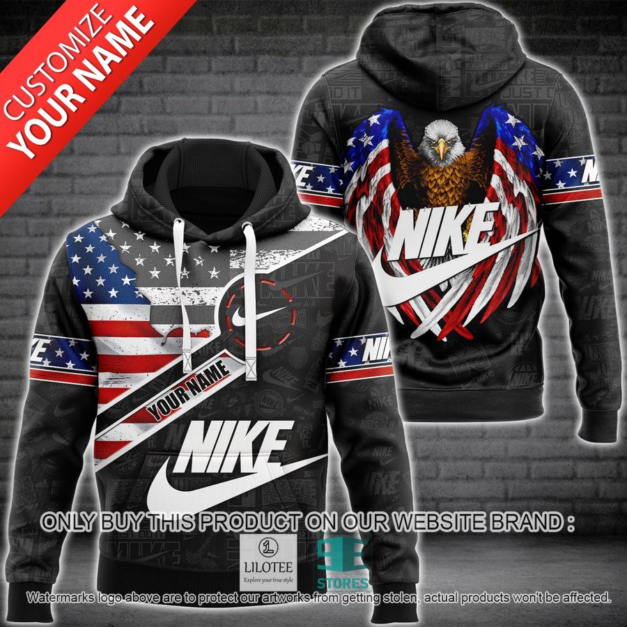 Personalized United States Flag Eagle Nike black 3D Hoodie - LIMITED EDITION 8