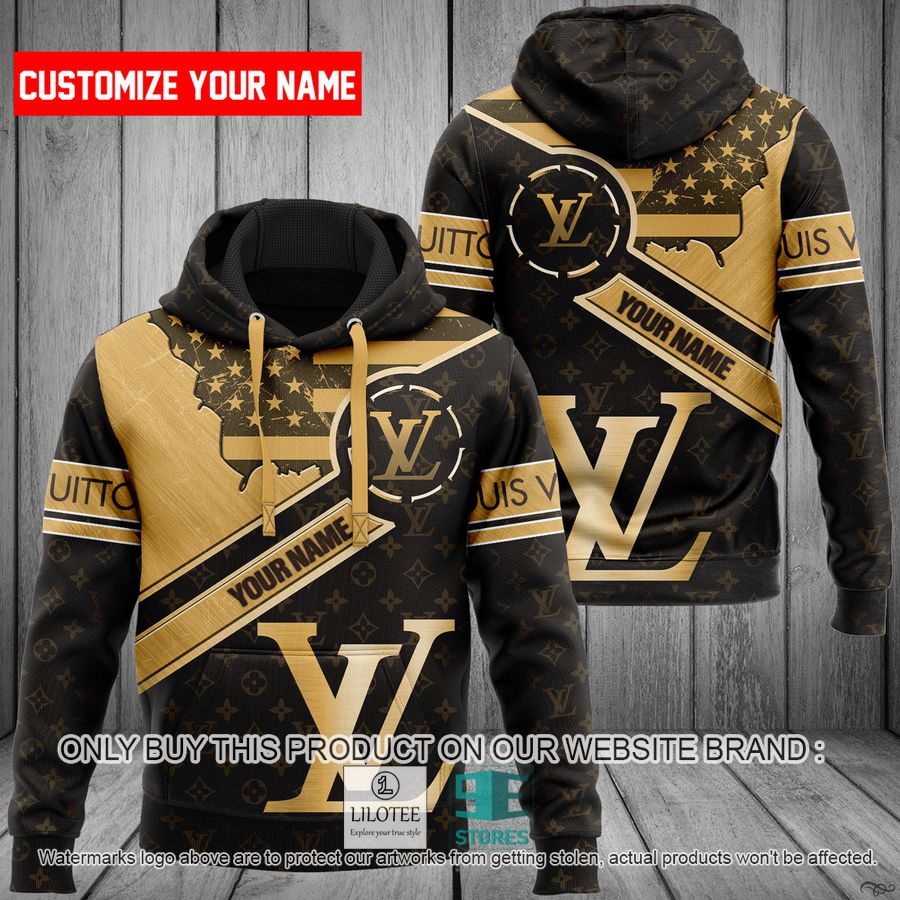 Personalized United States Flag Louis Vuitton black yellow 3D Hoodie - LIMITED EDITION 8