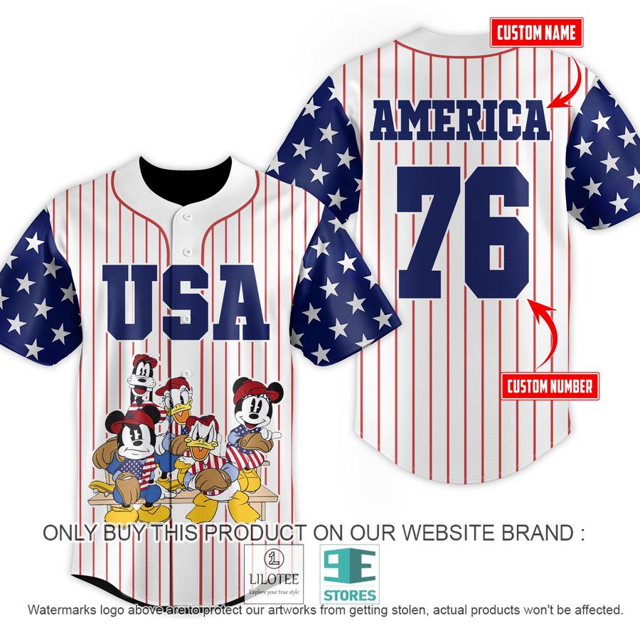 Personalized USA Mickey Mouse and friends striped Baseball Jersey - LIMITED EDITION 7