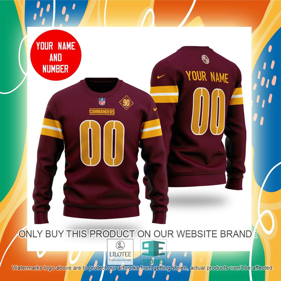 Alternative view of Personalized Washington Commanders dark red Sweater - LIMITED EDITION