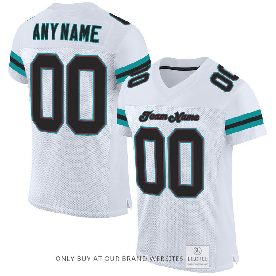 Personalized White Black-Aqua Football Jersey - LIMITED EDITION 16