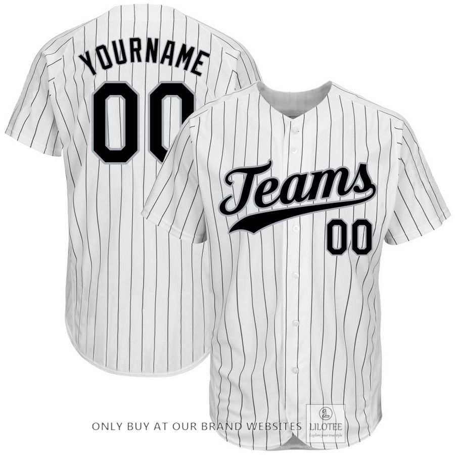 Personalized White Black Gray Striped Baseball Jersey - LIMITED EDITION 6