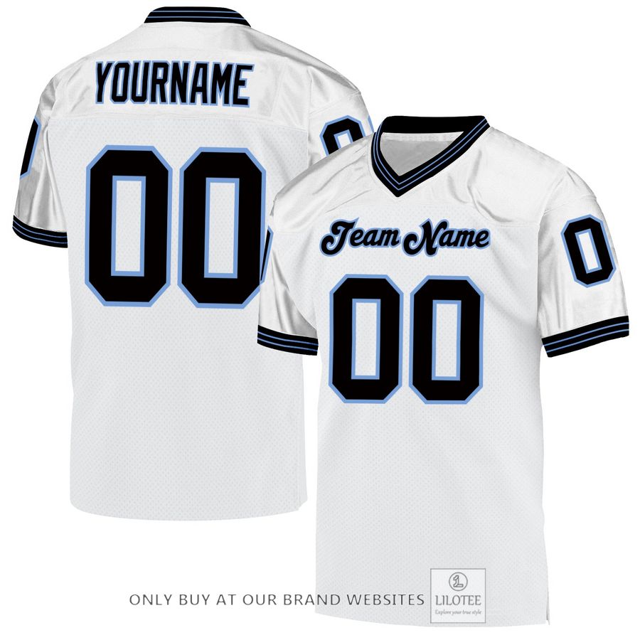 Personalized White Black-Light Blue Football Jersey - LIMITED EDITION 16