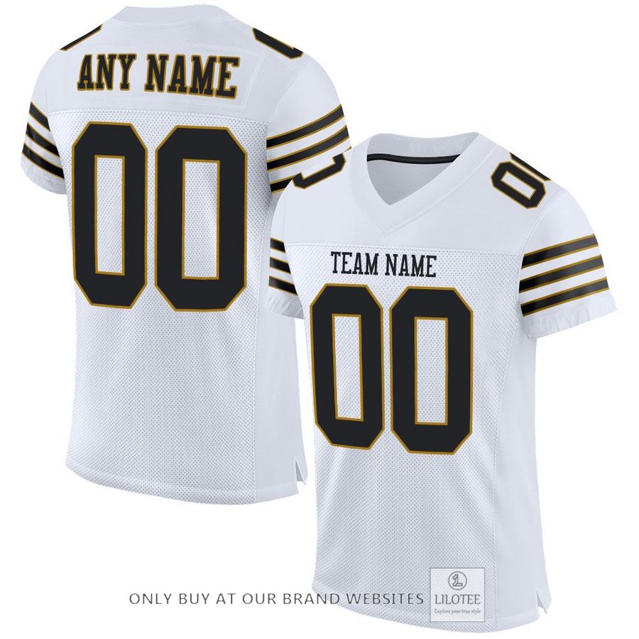 Personalized White Black Old Gold Football Jersey - LIMITED EDITION 7