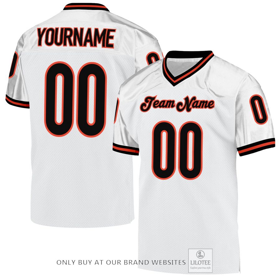 Personalized White Black-Orange Football Jersey - LIMITED EDITION 32