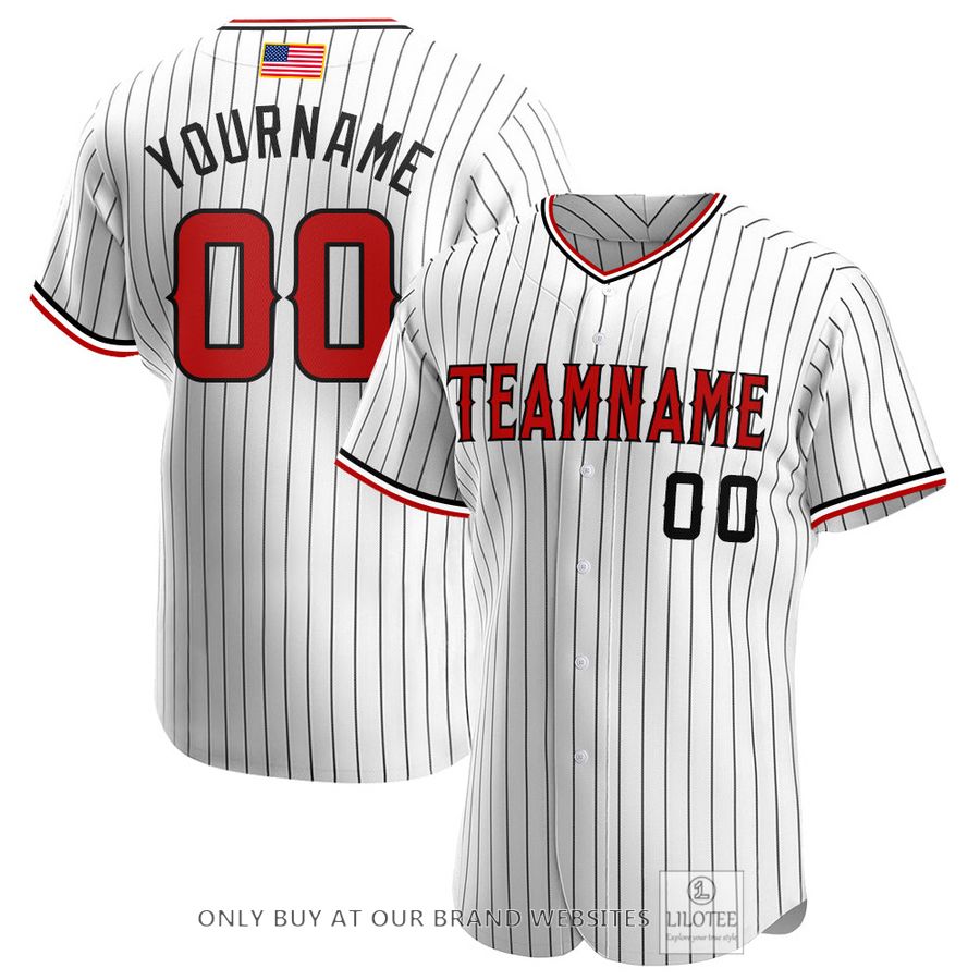 Personalized White Black Pinstripe Red Black American Flag Baseball Jersey - LIMITED EDITION 6