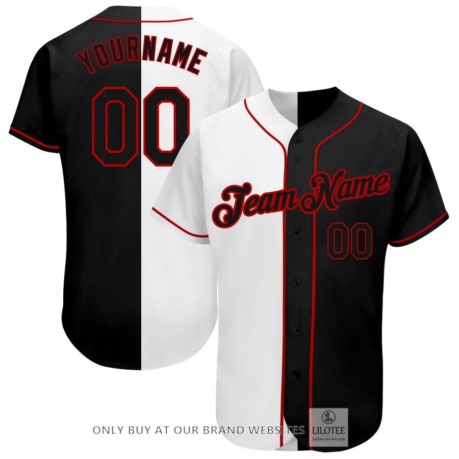 Personalized White Black Red Split Baseball Jersey - LIMITED EDITION 6