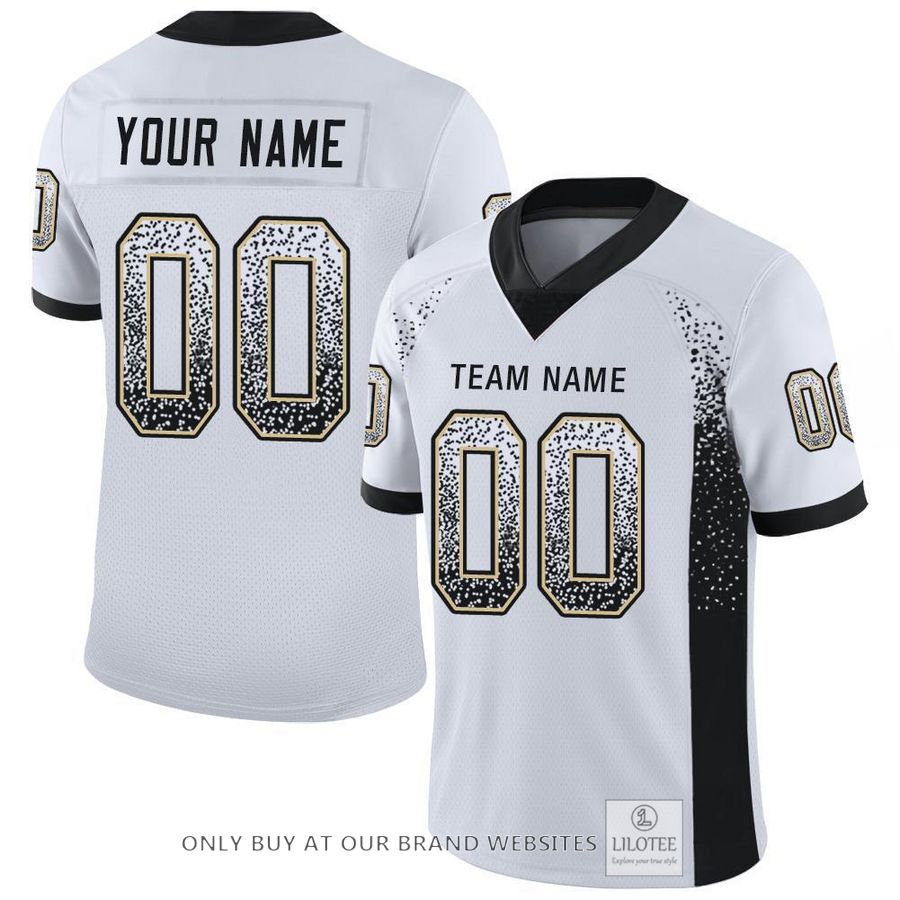 Personalized White Black Vegas Gold Mesh Drift Football Jersey - LIMITED EDITION 4