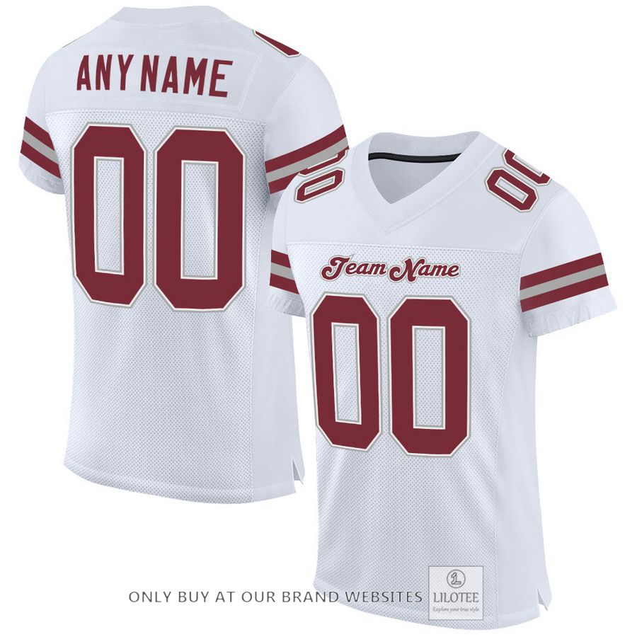 Personalized White Burgundy-Gray Football Jersey - LIMITED EDITION 17