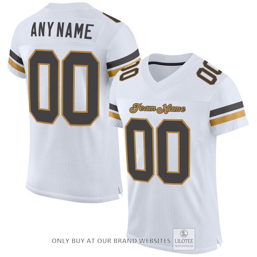 Personalized White Dark Gray-Old Gold Football Jersey - LIMITED EDITION 17