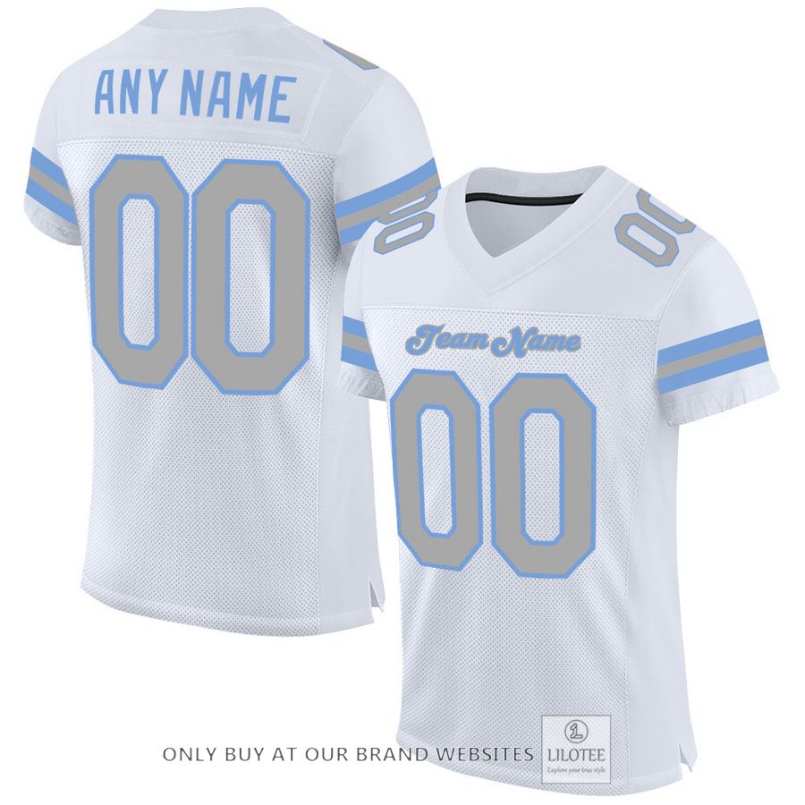Personalized White Gray-Light Blue Football Jersey - LIMITED EDITION 17