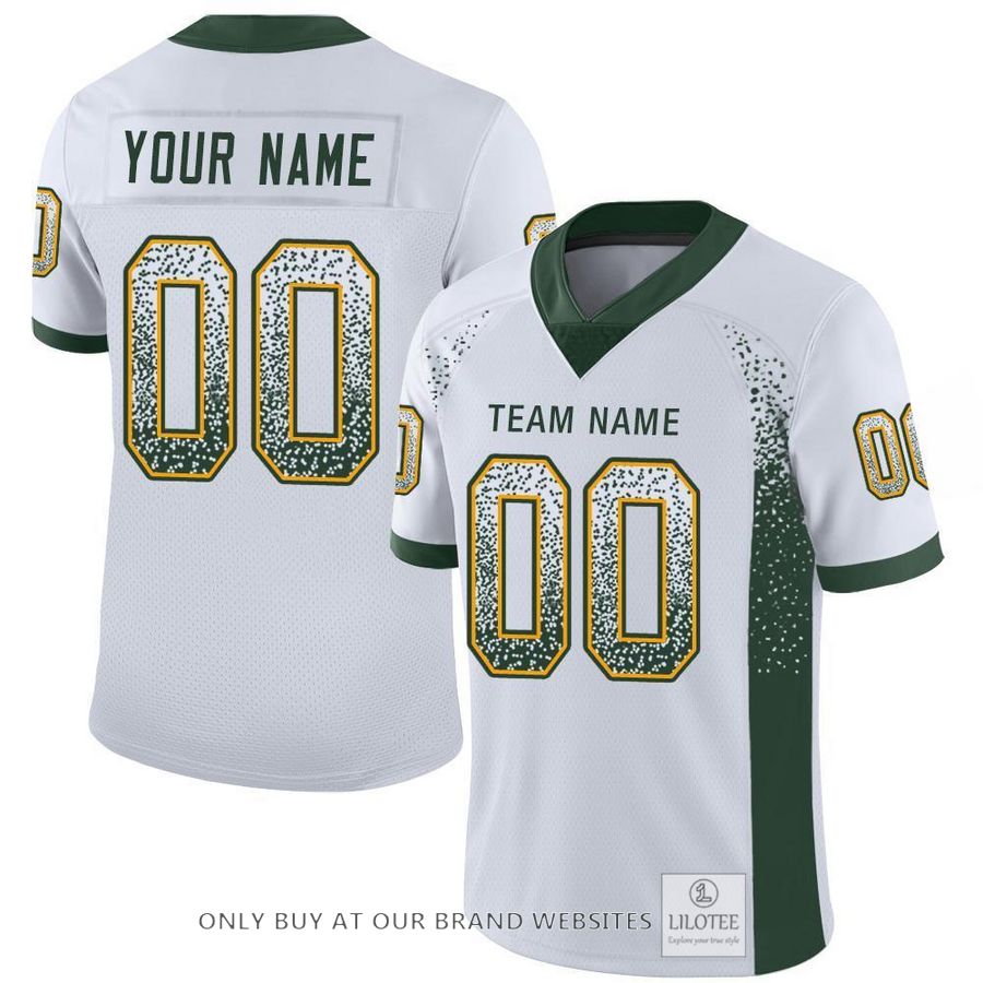 Personalized White Green Gold Mesh Drift Football Jersey - LIMITED EDITION 5
