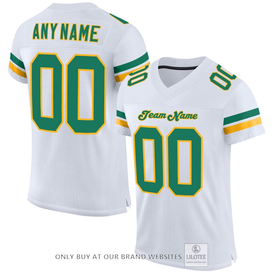 Personalized White Kelly Green-Gold Football Jersey - LIMITED EDITION 16