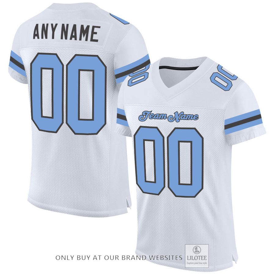Personalized White Light Blue-Dark Gray Football Jersey - LIMITED EDITION 16