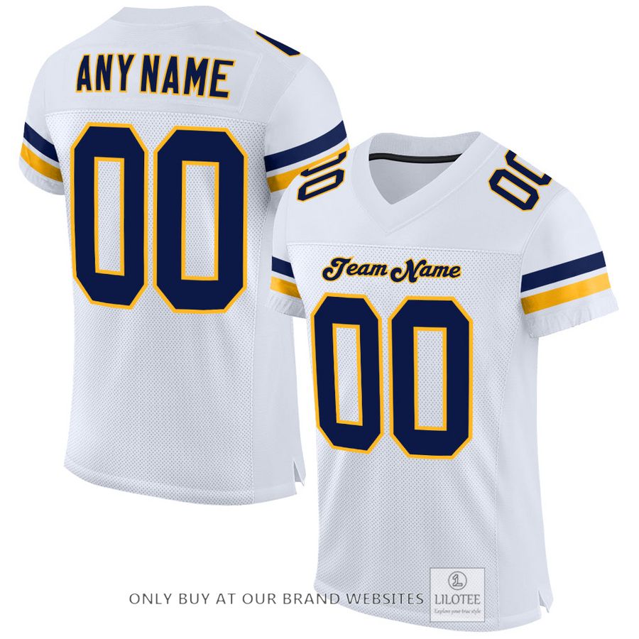 Personalized White Navy-Gold Football Jersey - LIMITED EDITION 16