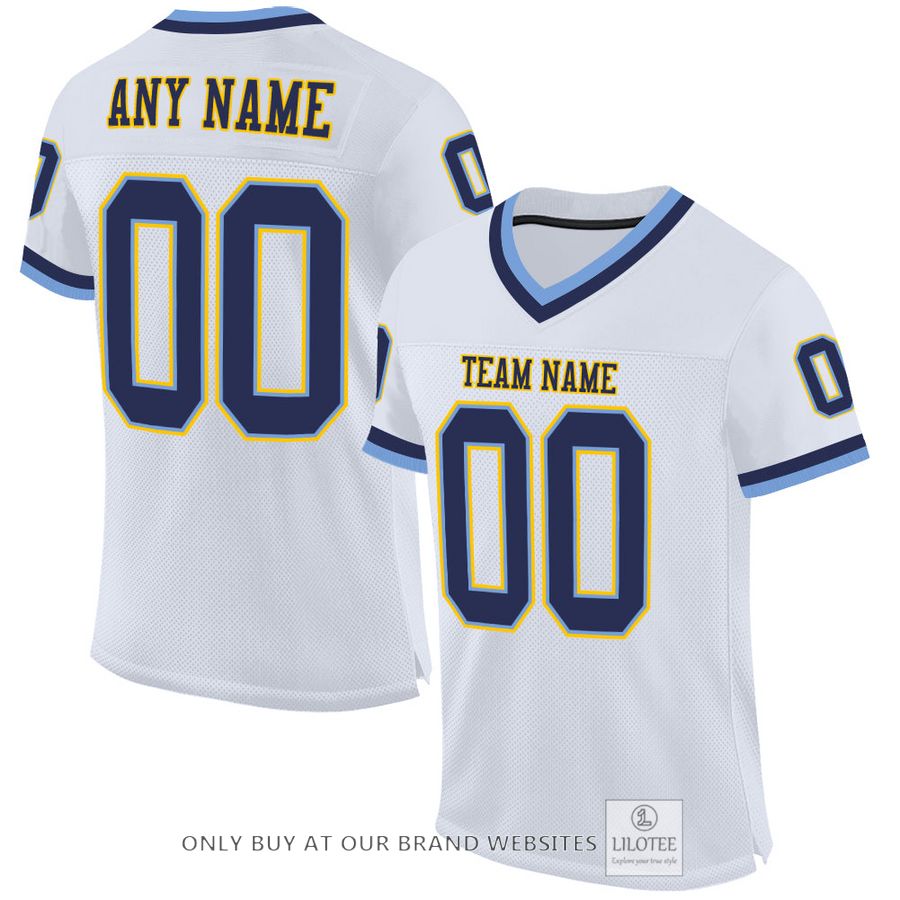 Personalized White Navy-Light Blue Football Jersey - LIMITED EDITION 17