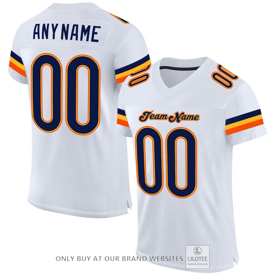 Personalized White Navy-Orange Football Jersey - LIMITED EDITION 17