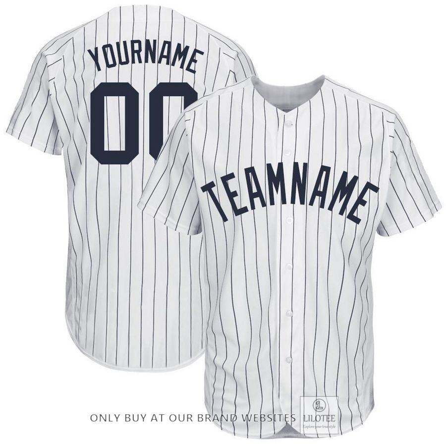 Personalized White Navy Pinstripe Navy Baseball Jersey - LIMITED EDITION 7