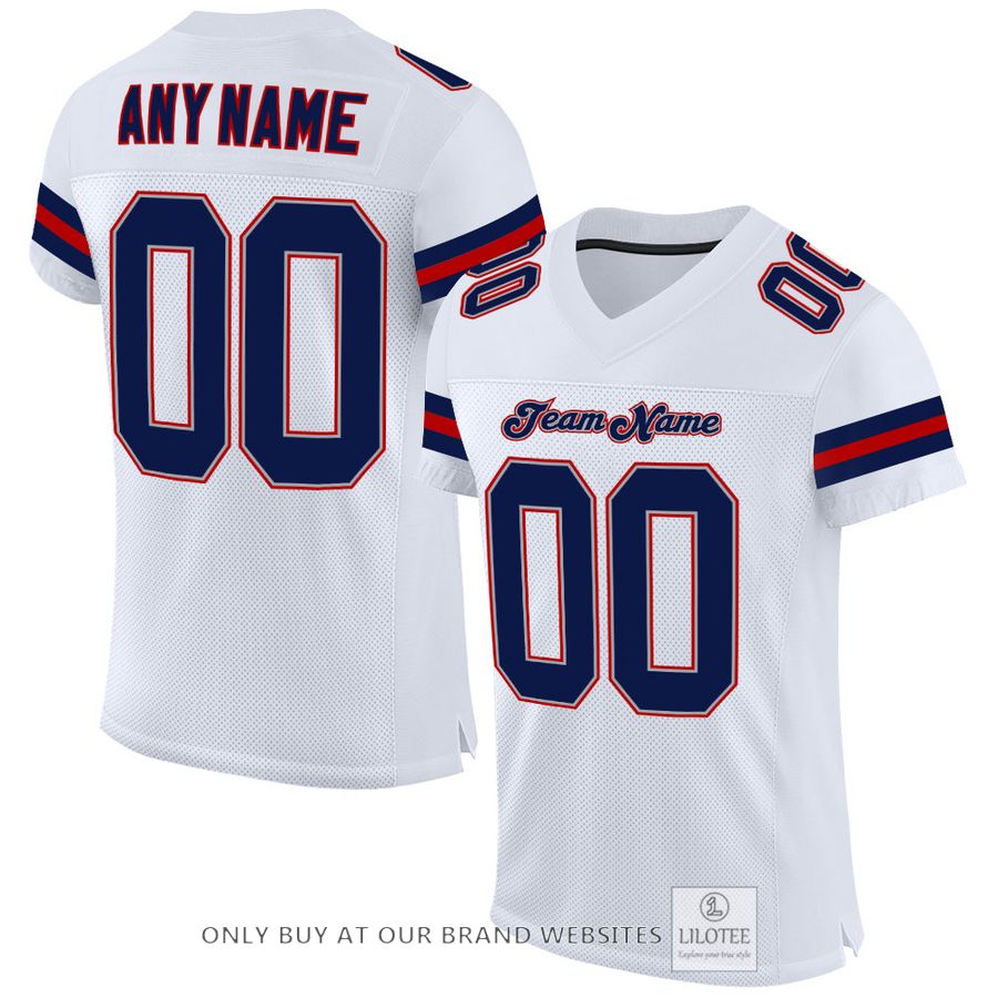 Personalized White Navy-Red Football Jersey - LIMITED EDITION 17