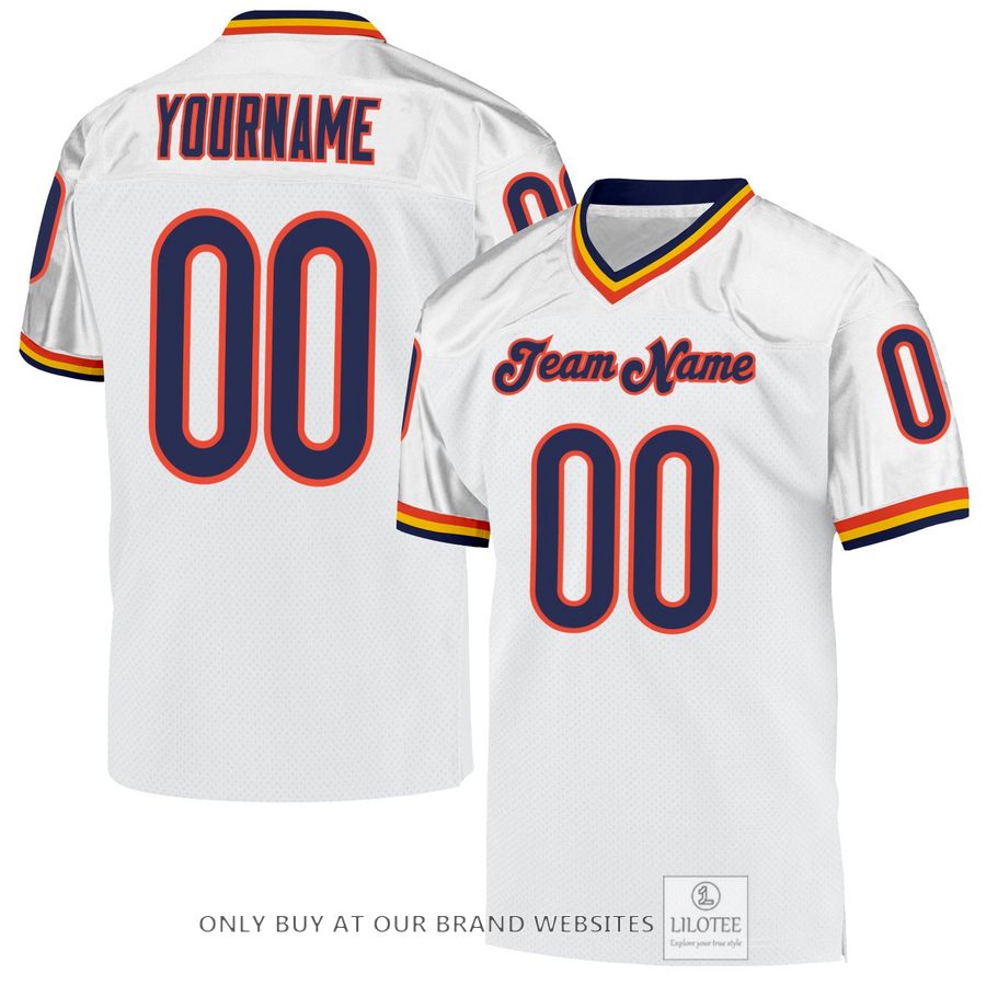 Personalized White Orange Navy Football Jersey - LIMITED EDITION 17