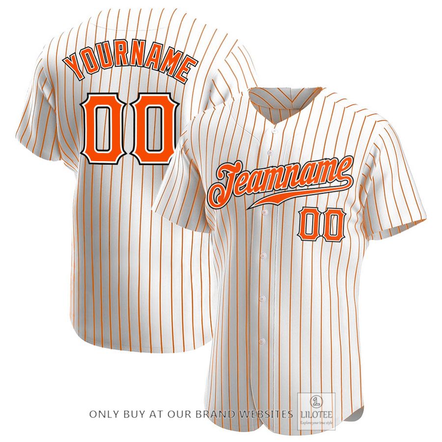 Personalized White Orange Pinstripe Orange Black Baseball Jersey - LIMITED EDITION 6