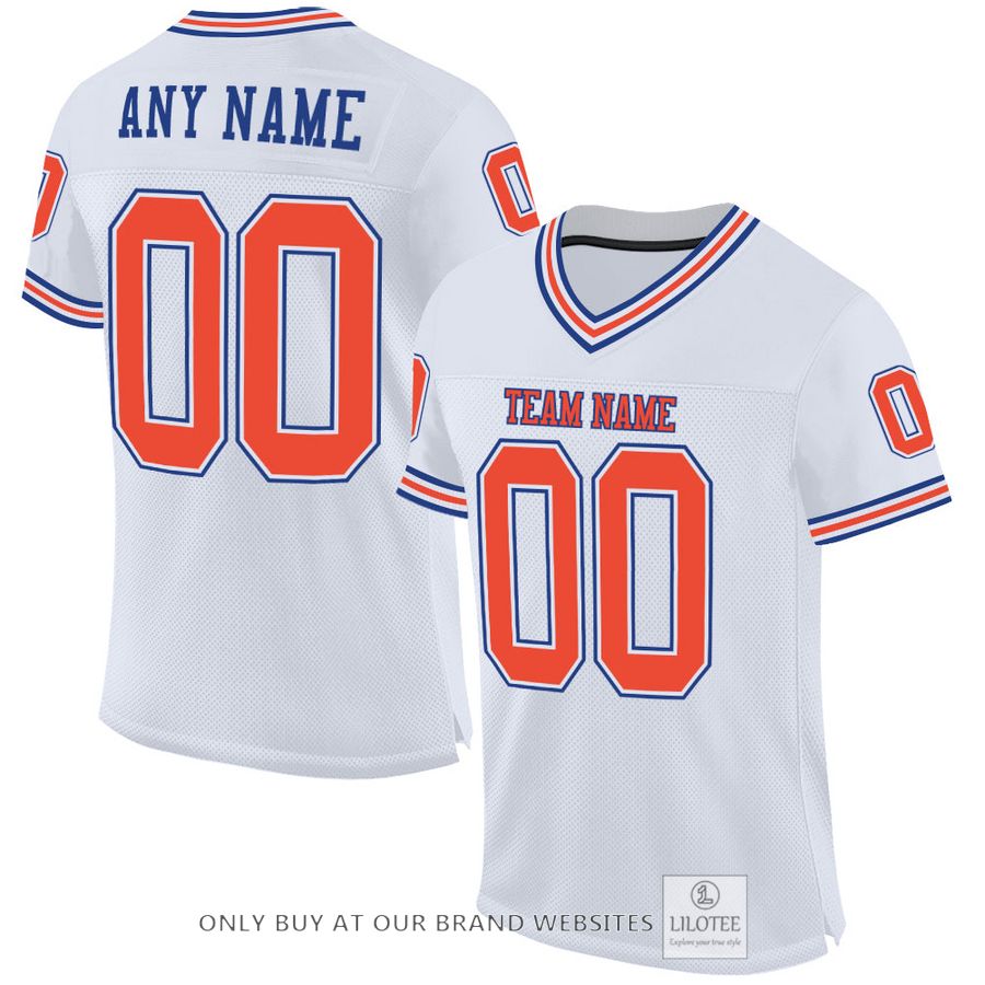 Personalized White Orange-Royal Football Jersey - LIMITED EDITION 32