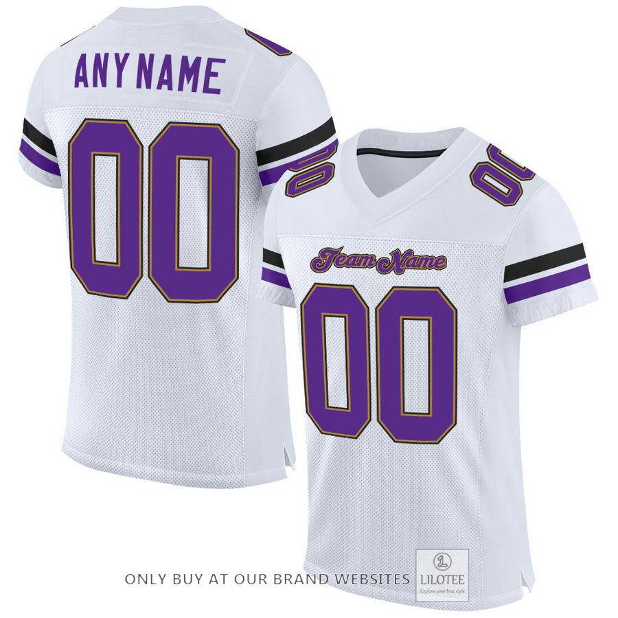 Personalized White Purple-Old Gold Football Jersey - LIMITED EDITION 16