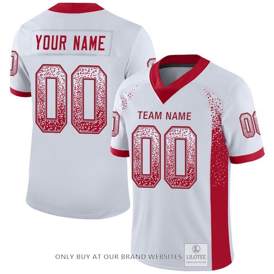 Personalized White Red Light Gray Mesh Drift Football Jersey - LIMITED EDITION 4