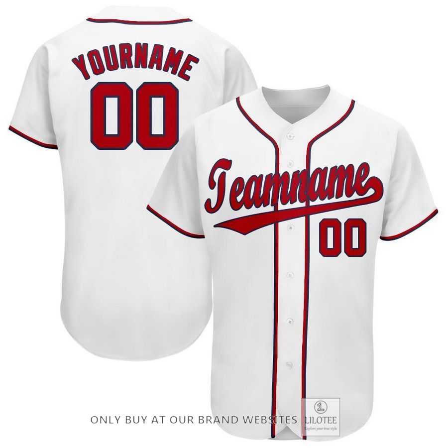 Personalized White Red Navy Baseball Jersey - LIMITED EDITION 6
